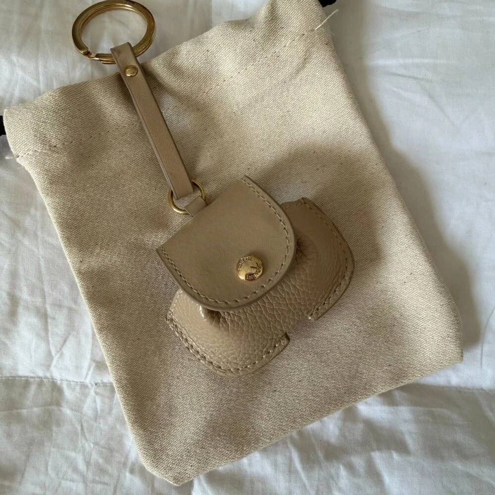 Polene AirPods Case Sable Beige Leather Keychain Luxury Cover Minimalist Tech